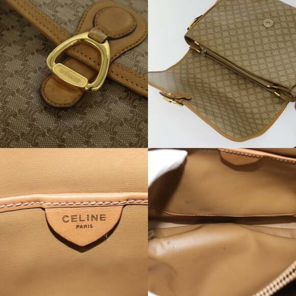 CELINE Macadam Canvas Shoulder Bag Pvc Brown Gold - Picture 11 of 13